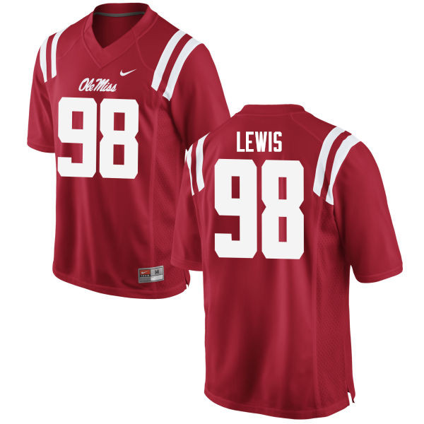 Men #98 John Lewis Ole Miss Rebels College Football Jerseys Sale-Red